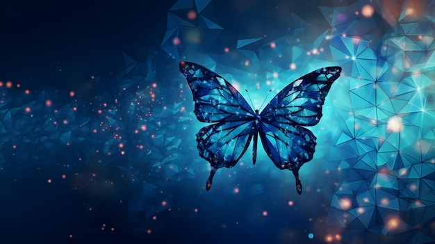 Blue Poly Wings Futuristic Butterfly in Digital Evolution