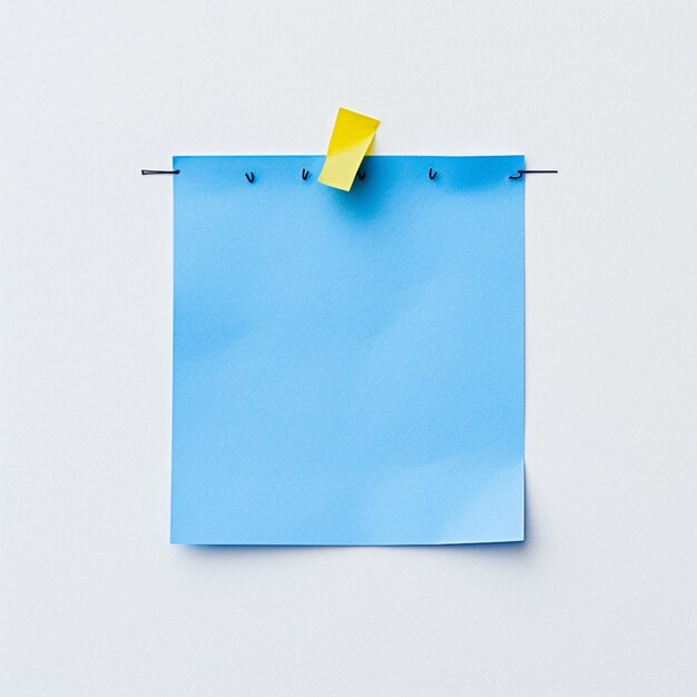 Photo a blue post it note pin on a white sheet of paper