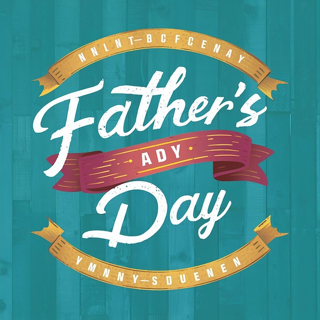 a blue poster for fathers day with a ribbon that says fathers day