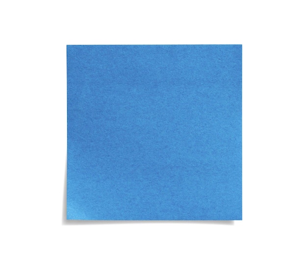 Голубая записка Postit, изолированная на белом