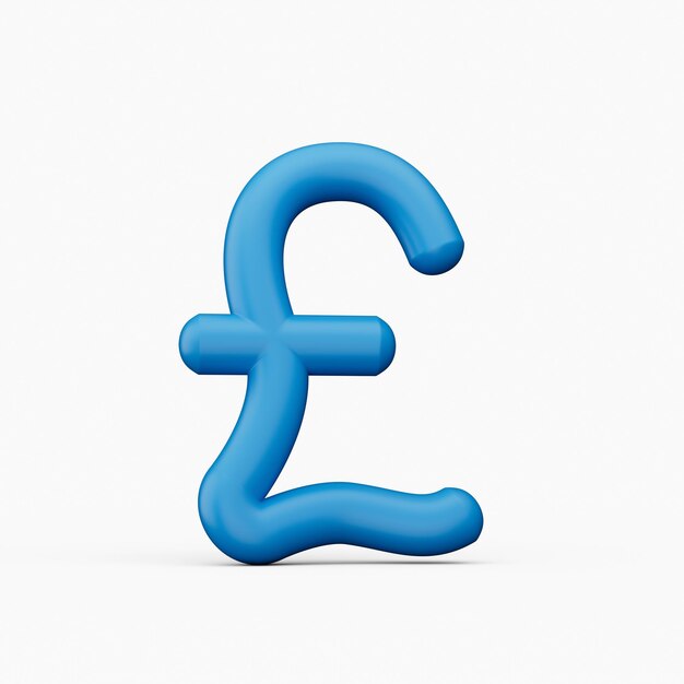 Photo blue pound currency icon isolated on white 3d illustration