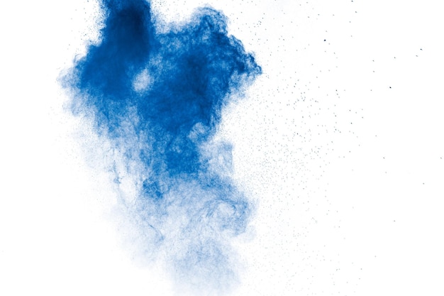 Photo blue powder paint against white background