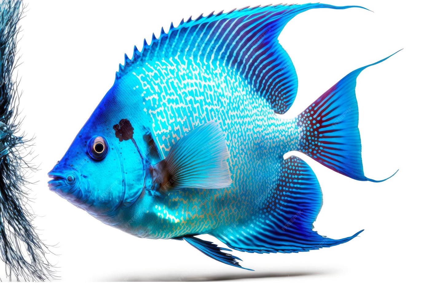 Premium Photo | Blue predatory fish tropical fish isolated on white