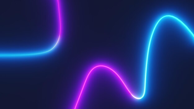 사진 추상적인 네온과 함께 프리미엄 블루 배경 곡선 네온 라인 럭셔리 제품 일러스트 3d 일러스트