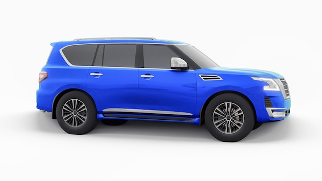 Blue Premium Family SUV car isolated on white background 3d rendering