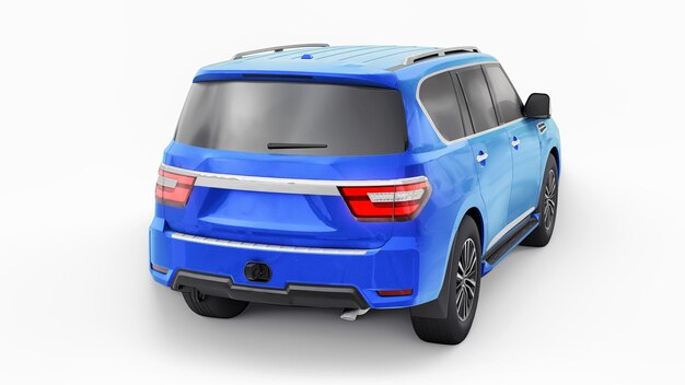 Blue Premium Family SUV car isolated on white background 3d rendering