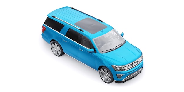 블루 프리미엄 패밀리 SUV 흰색 배경에 고립입니다. 3d 렌더링