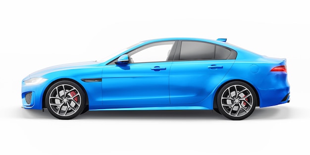 Photo blue premium sports sedan 3d illustration