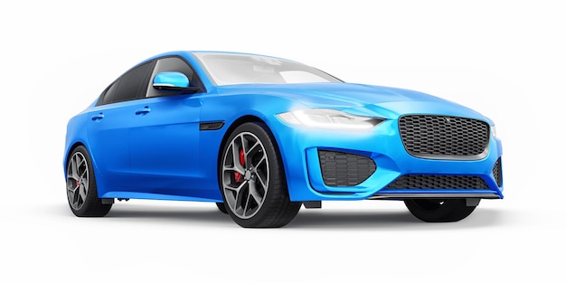 Blue Premium sports sedan 3D illustration
