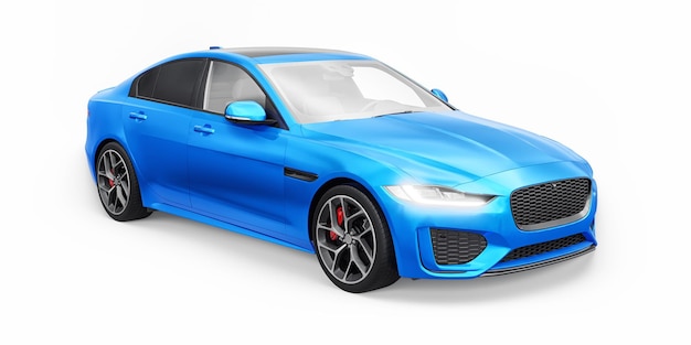 Blue Premium sports sedan 3D illustration