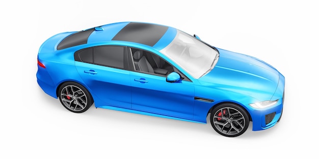 Blue Premium sports sedan 3D illustration