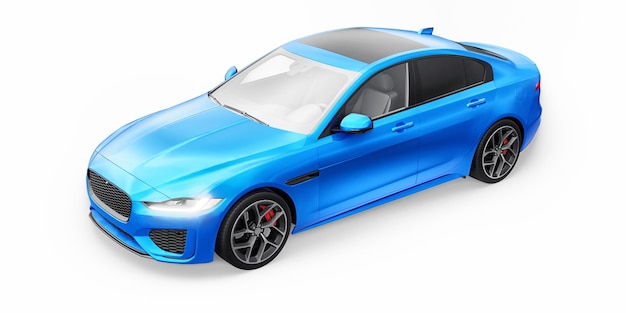 Blue Premium sports sedan 3D illustration