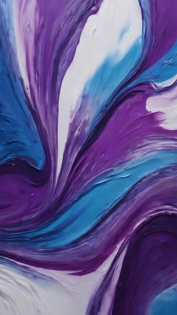 A blue and purple abstract painting with a white background