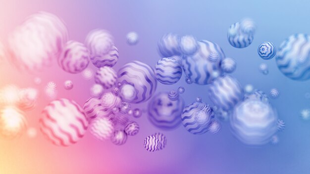 Blue purple background with balls. 3d illustration, 3d rendering.