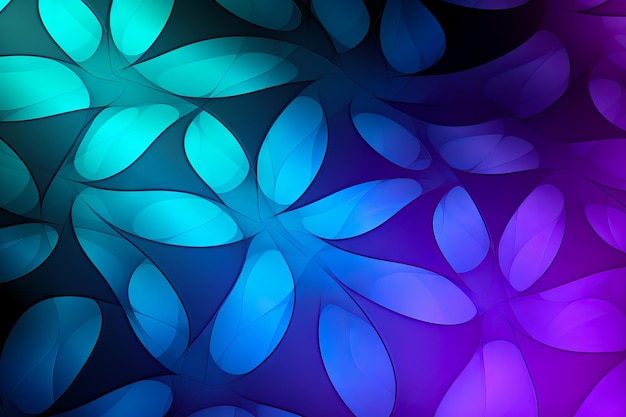 Голубой и фиолетовый фон с листьями на стороне Генеративный ИИ