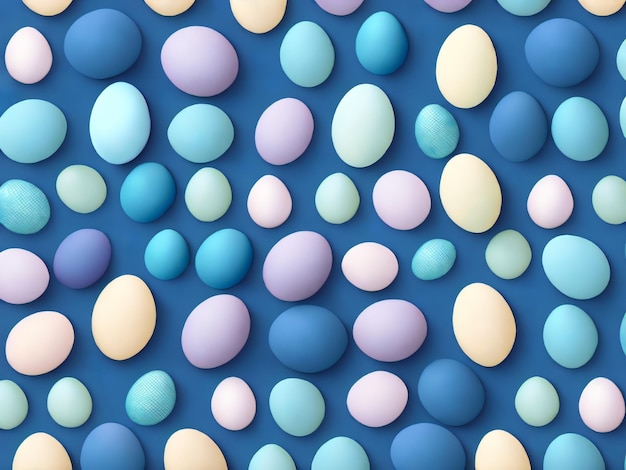 A blue and purple background with a pattern of eggs.