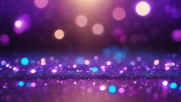 Photo blue and purple bokeh glitter vintage lights background