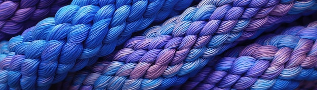 Blue Purple Close Up Very Detailed Pattern Of Ropes Panoramic Banner Generative AI