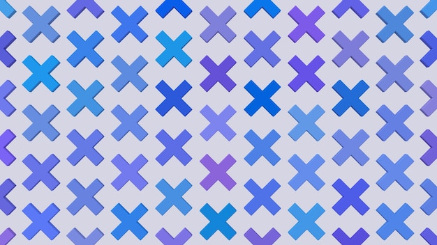 Photo blue and purple crosses, colorful pattern. abstract illustration, 3d render.