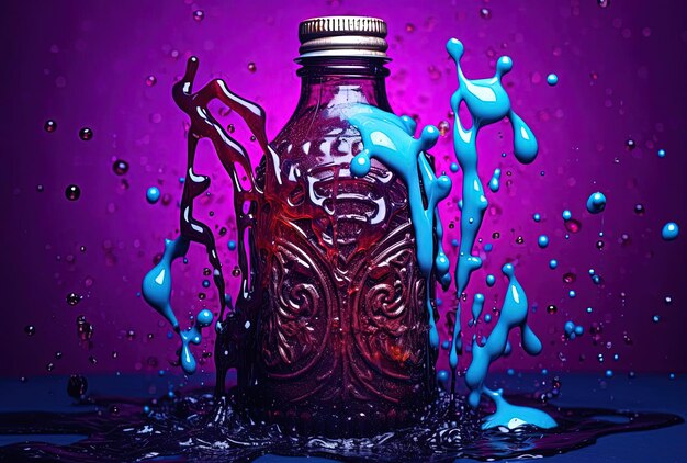 Photo a blue and purple dripping with an artful mixture of colors in the style of dark surrealism