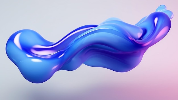 Photo blue and purple gradient color floating liquid blob 3d rendering