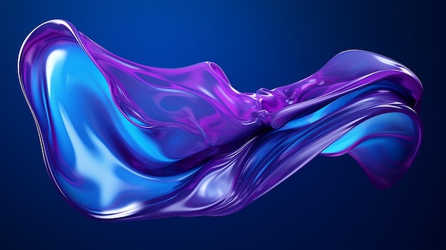 blue and purple gradient color floating liquid blob on dark background