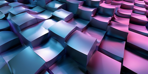A blue and purple image of blocks with a metallic sheen