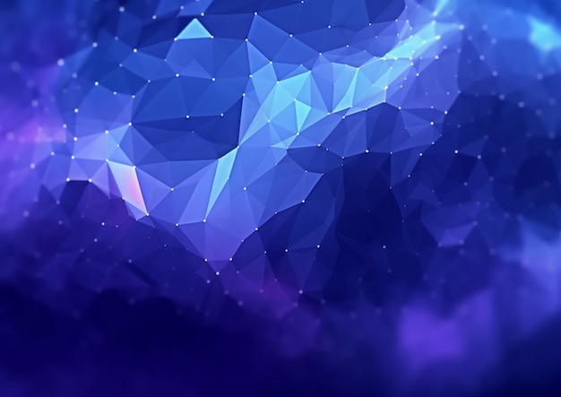 Photo blue and purple low poly abstract background with depth of field