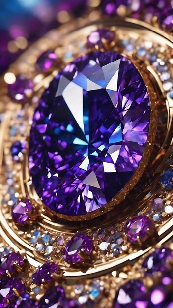 A blue and purple mosaic with a purple diamond in the middle