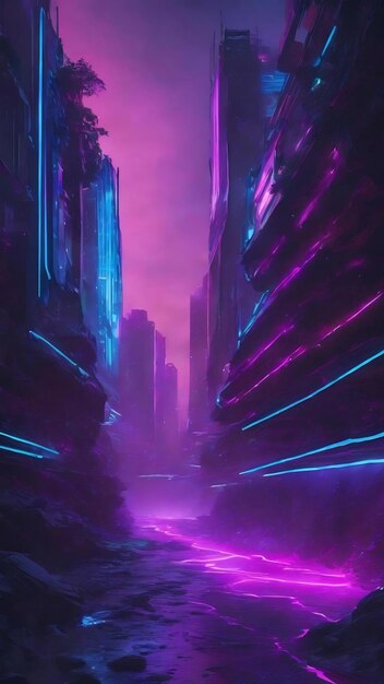 Blue and purple neon stream