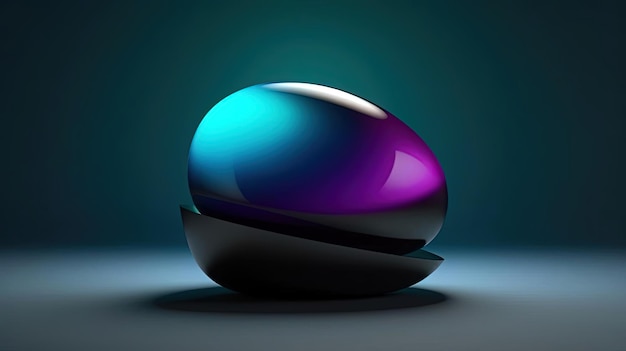 a blue and purple oval shaped object on dark background