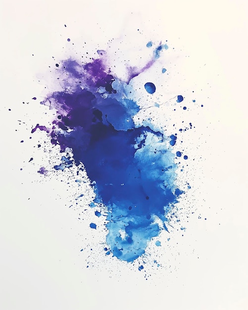 Photo blue and purple paint splattered on a white surface futuristic abstract concept