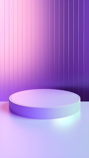 A blue and purple round podium