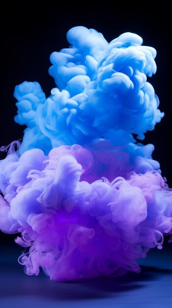 Photo blue and purple smoke