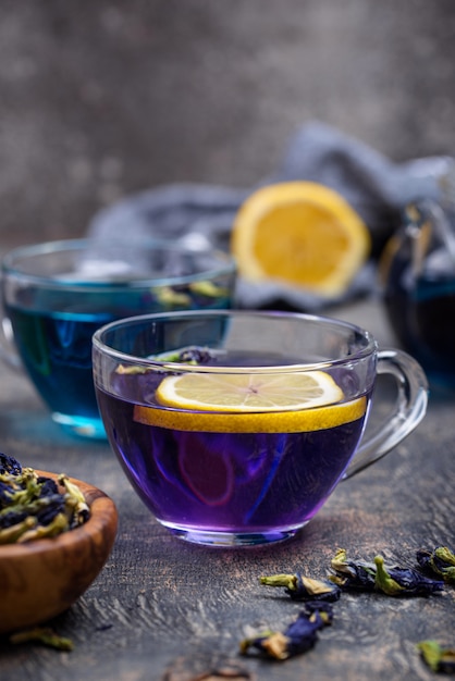 Blue and purple tea Butterfly pea