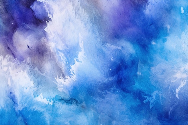 Синий и фиолетовый акварельный фон с белым облаком.