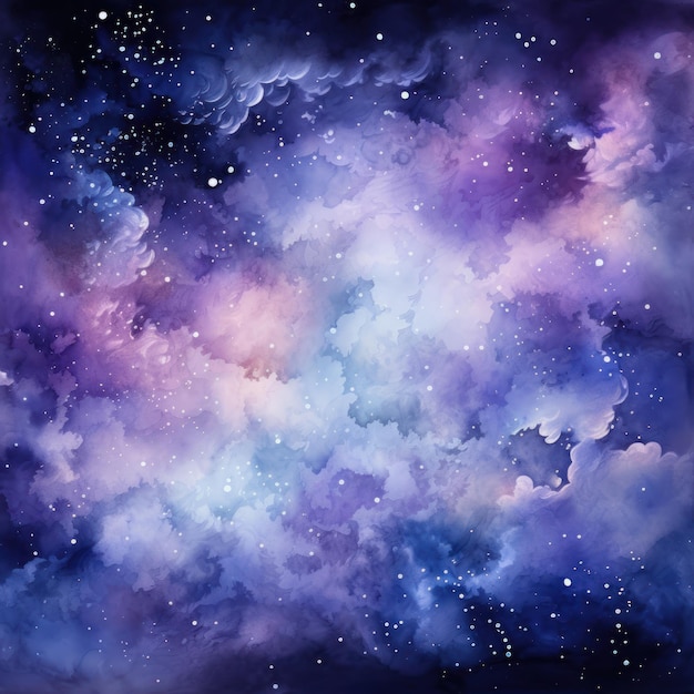 Blue and purple watercolor galaxy background