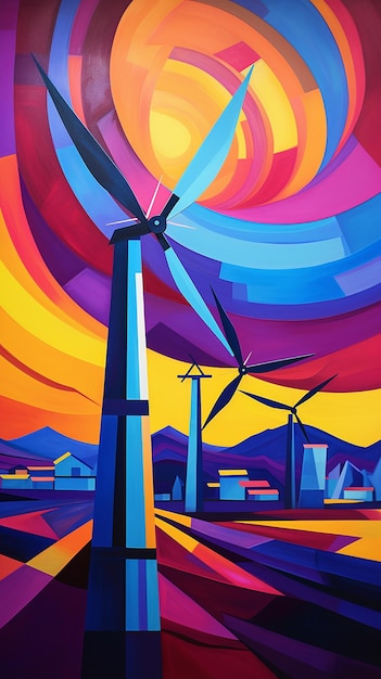 Blue amp Purple Windmill Sustainable Energy