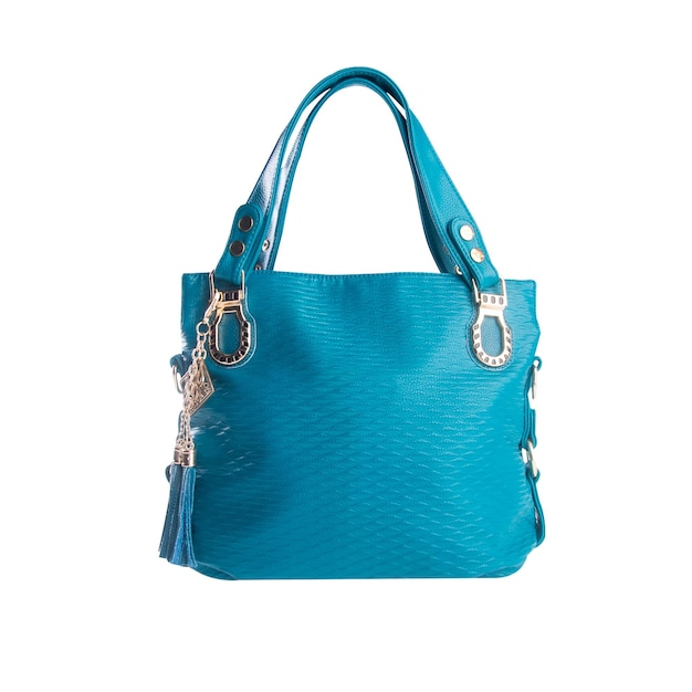 Blue purse on white background