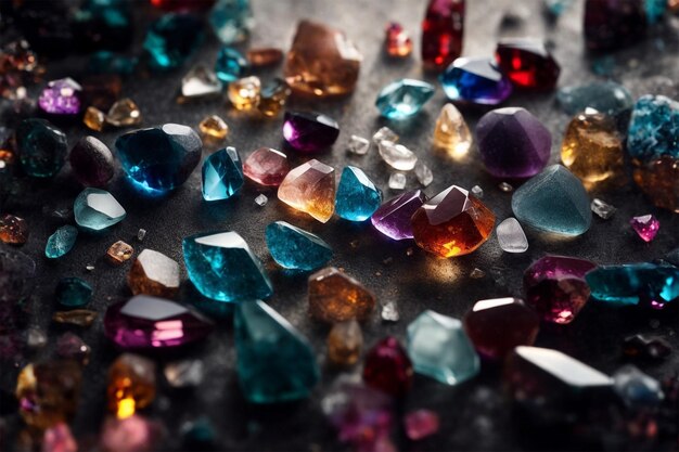 blue and red crystal stones