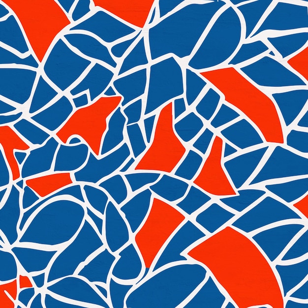 Blue and Red Cut Outs Abstract Shapes Pattern