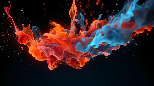 A blue and red fire and ice background