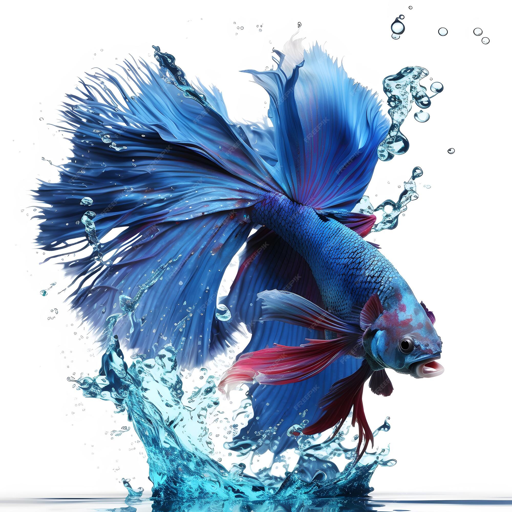 Premium AI Image | A blue and red fish is swimming in the water.