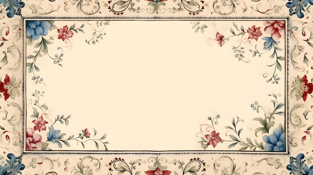 Blue and red floral border