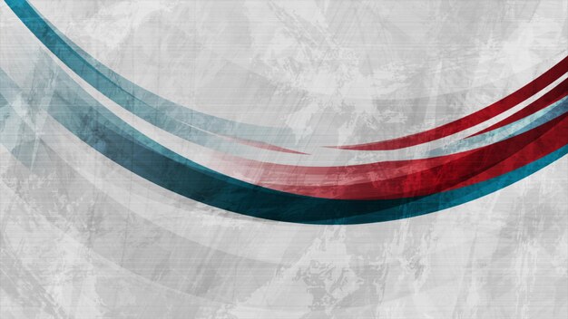 Blue red and grey grunge waves abstract design