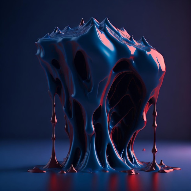 A blue and red image of a melting ice sculpture.