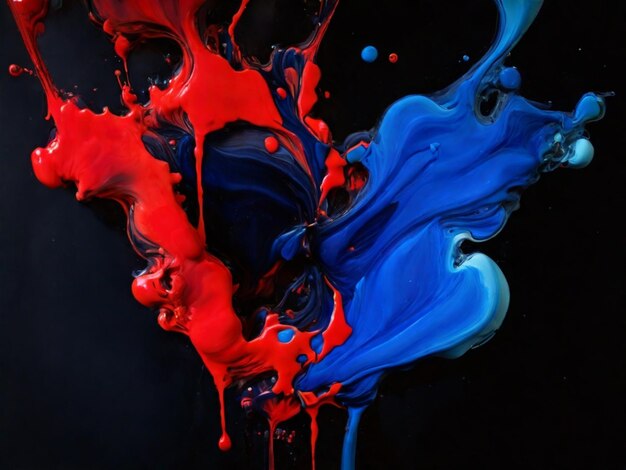 Premium Photo | Blue red ink splash illustration a black background