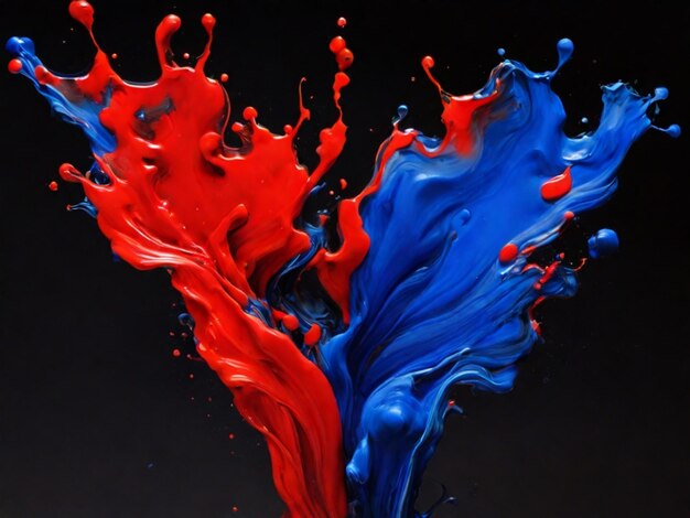 blue red ink splash illustration a black background