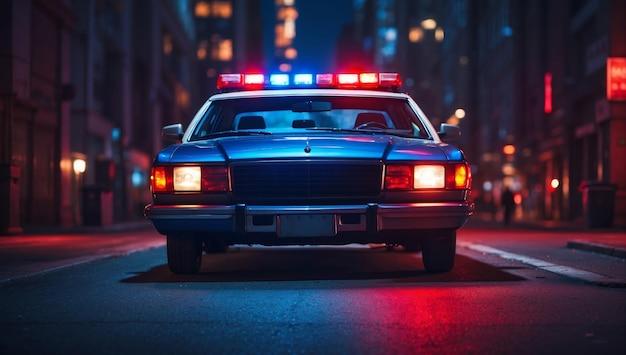 Blue and red light flasher atop of a police car AI generated