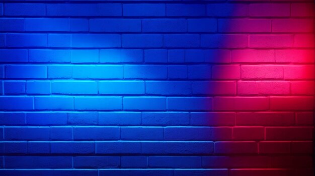 Photo a blue and red neon brick wall